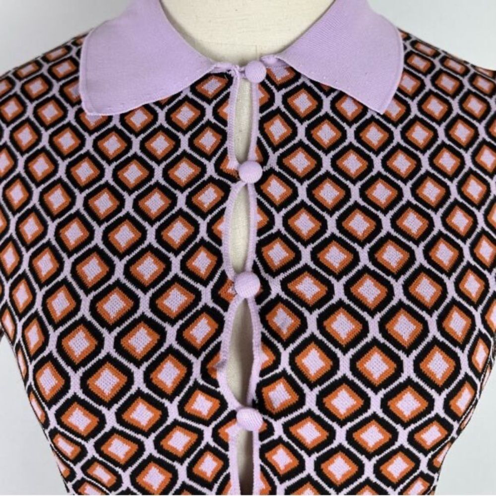 zara//retro jacquard knit top
